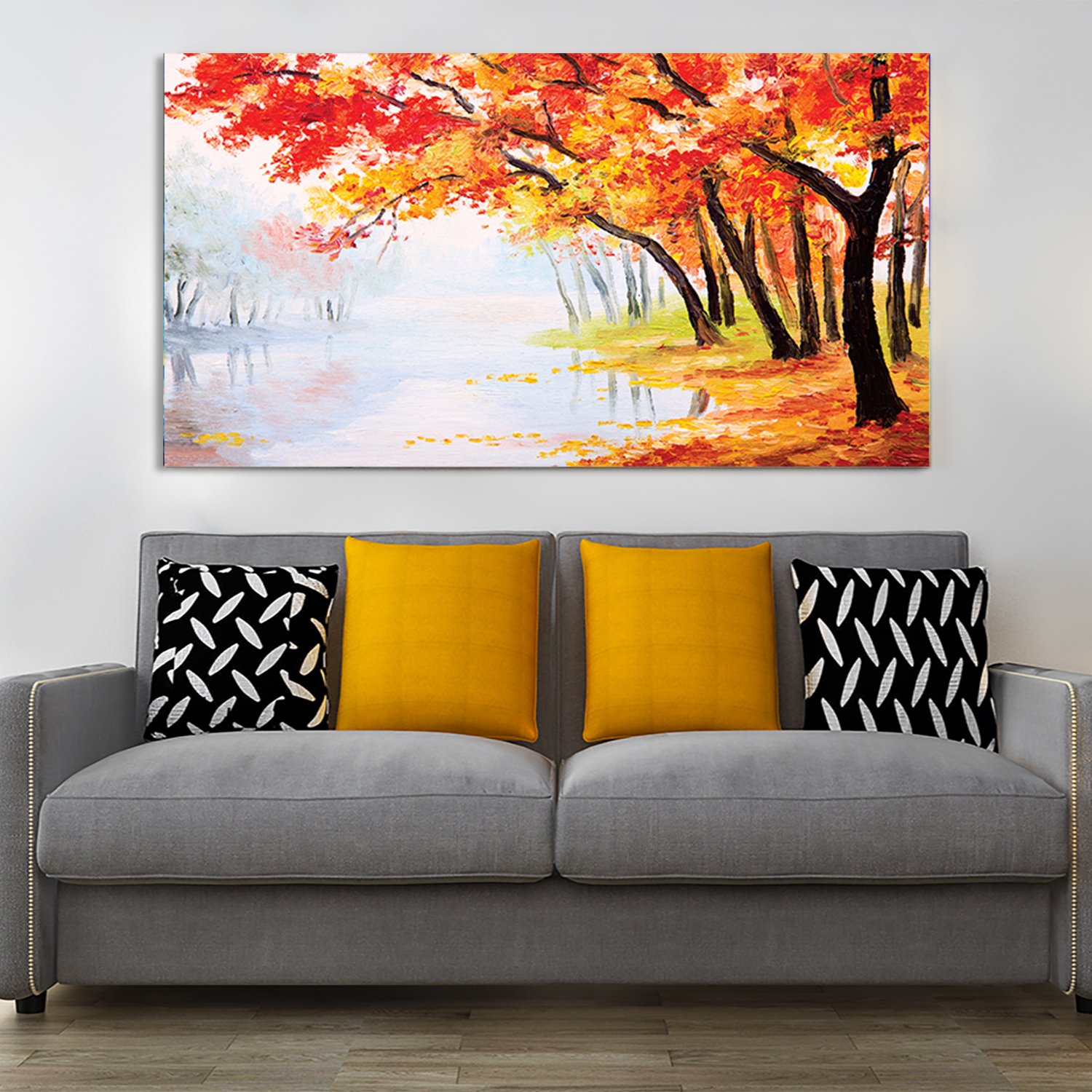 Classic Red Colorful Tree Forest Premium Canvas Wall Painting decorative masterpiece for home decor